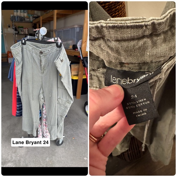Lane Bryant Linen-Cotton Pants - Light Olive - Picture 1 of 1